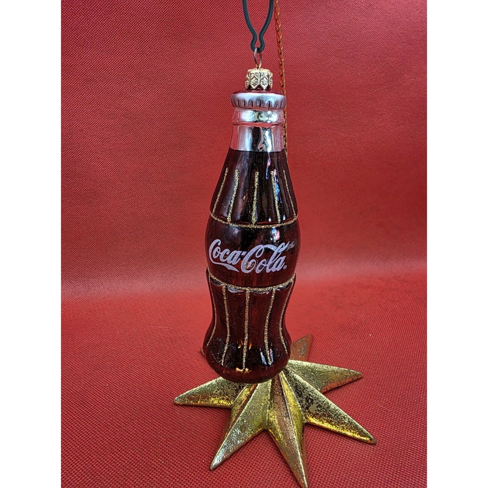Coke Coca-Cola Bottle Glass Christmas Ornament Polonaise 1996 W Box Logo 7" NOTE
